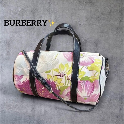 BURBERRY Handbag Floral Canvas Multicolor Vintage Authentic From Japan
