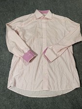 Eton Shirt Mens 16.5 Pink Check Contemporary Dress Button Front Long Sleeve