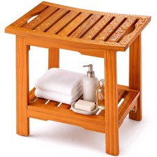 Dumos Wooden Shower Bench 18 Waterproof Shower Stool For Inside Showers 250 Lbs
