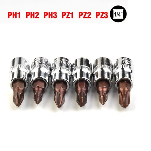 Chrome Vanadium Steel PH1 PH2 PH3 PZ1 PZ2 PZ3 Screwdriver Bits 6pcs Set - Picture 3 of 12