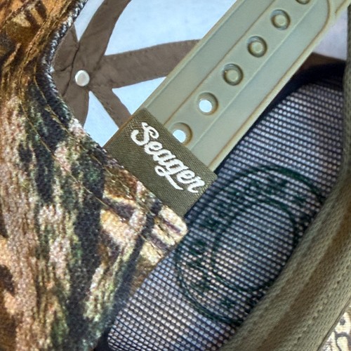 Gorra Seager Mossy Oak Marrón Camuflaje Lona Logo Caza Camionero A Presión Nuevo sin Etiquetas - Imagen 7 de 9