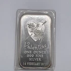 Vintage 1973 1 oz Silver  BE MY VALENTINE FEBRUARY 1973. ART BAR. HEART