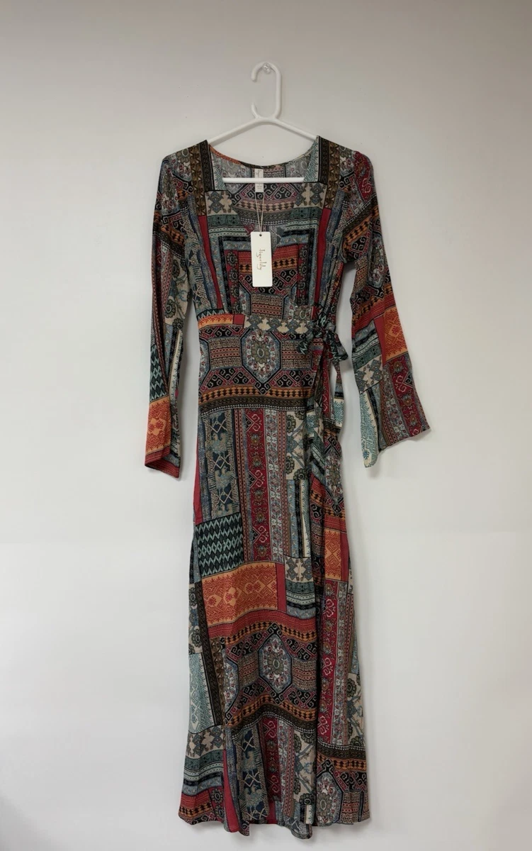 knee length dresses for ladies Tigerlily Alita Greta Maxi Dress Aquarius Patchwork main image 0