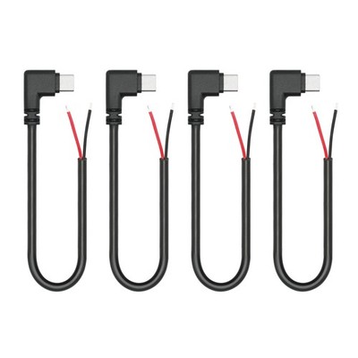 4Pcs USB C to 2 Pin Bare Wire Open End Power Cord 10inch, 90 Degree USB Type ...