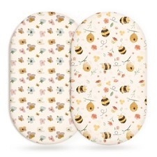 Bassinet Sheets for Baby Girls Boys 2 Pack, Fitted Baby Mattress Sheet for Re...