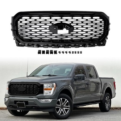 Front Bumper Upper Grille Fit For 2021-2023 Ford F-150 F150 XL XLT Gloss Black