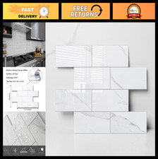 Luxury Peel and Stick Backsplash - 10-Sheet Self-Adhesive Faux Stone Tile, 12"x1