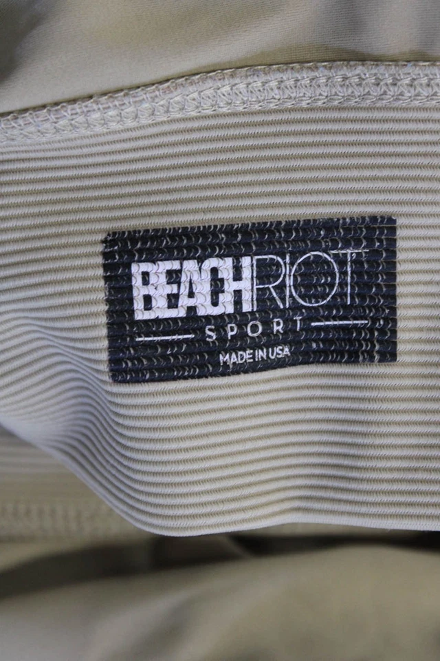 Beach Riot Womens Stretch Ribbed Round Neck Activewear Bra Beige Size XS - Image 4 of 4