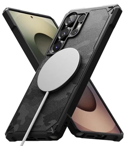  Equipo resistente [Compatible con MagSafe] diseñado para Samsung camuflaje magnético negro Foto 2 de 4