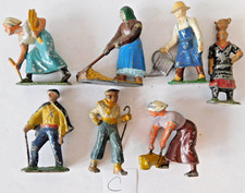 Old FRANCE Lead 1930s, Farm Workers in Action Poses, 54mm - 60mm, 7 Pieces C