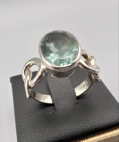 Vintage Sterling Silver Aquamarine Ring Size 8