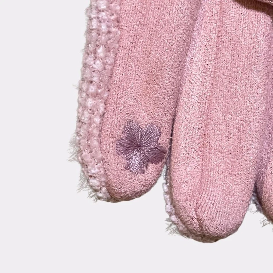 Guantes de punto y gamuza sintética rosa claro y plata Foto 4 de 4