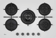 Piano Cottura a Gas 5 Fuochi 75 cm in Vetro Temperato Bianco HVG74C3W Hoover