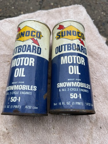 Menge 2 Vintage Sunoco DX Außenborder 50-1 Motoröl Dose ungeöffnet (2) 1 Pint USA - Bild 2 von 9