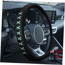 Universal Fit 15 Inch Genuine Leather with Lace-Up Detailing Steering Mint