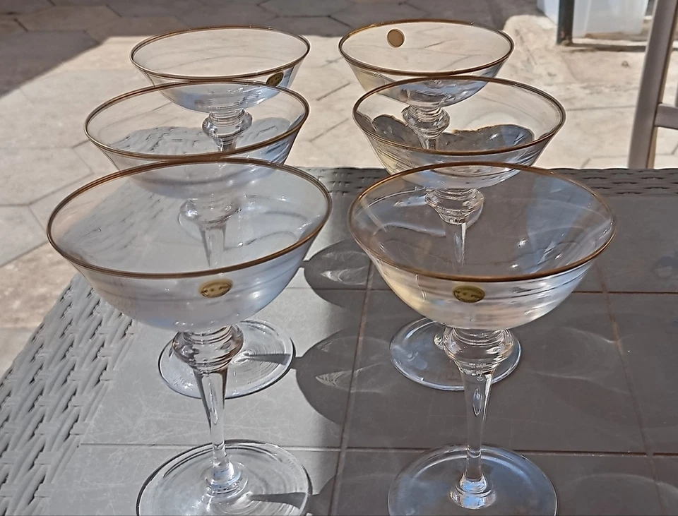 Set 6 Coppe Champagne Cristallo Vintage piombo 24% - Immagine 2 di 2