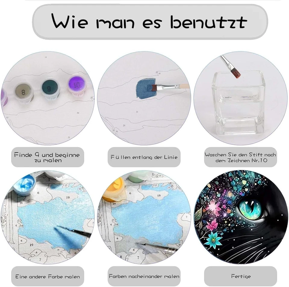 Gutluz Malen Nach Zahlen Erwachsene Katzen - Malen nach Zahlen Kinder Tiere. - Bild 4 von 4