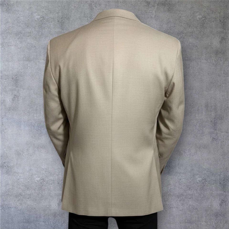 Blazer JOS A BANK Hombre Beige Lino/Algodón Ajuste A Medida Dos Botones Abrigo Deportivo 44S Foto 3 de 4