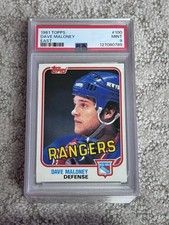 PSA 9 HOCKEY CARD 1981 TOPPS NEW YORK RANGERS DAVE MALONEY