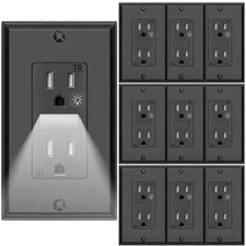 Night Light Wall Outlets,Electrical Standard Receptacle Outlets with Nightigh...