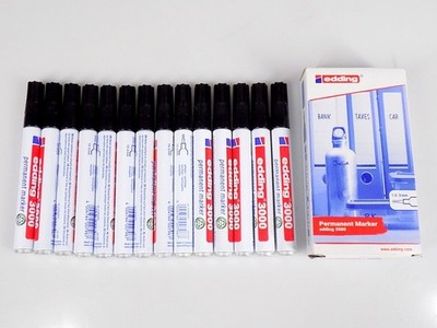 14x Edding 3000 Permanent Marker Black Round Tip 1.5-3mm Pens, Waterproof