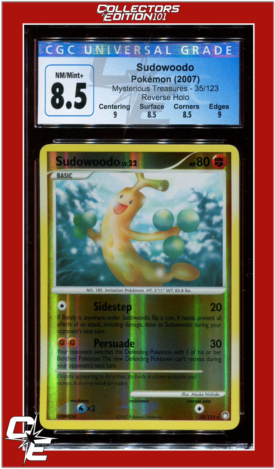 Mysterious Treasures 35 Sudowoodo Reverse Holo CGC 8.5 - Subgrades
