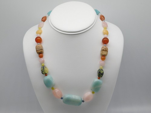 DESIGNER JAY KING STERLING SILVER MULTI COLOR GEMSTONE BEADED NECKLACE - Picture 3 of 5