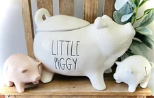 New Rae Dunn Little Piggy Canister & Mini Pig Salt & Pepper Shakers Bundle