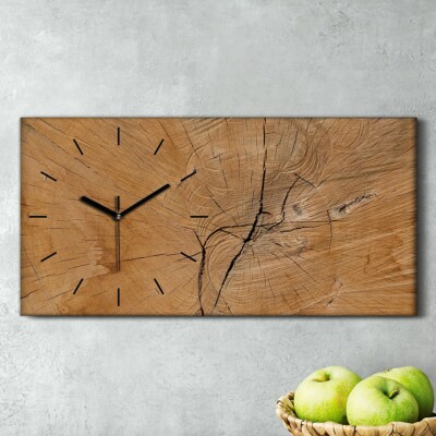 Wandbild Leinwand Bilder Wanduhr Geräuschlos Küche 60x30 Holz Stamm