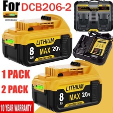 pack For DeWalt 20V 20 Volt Max XR 8.0AH Lithium Ion Battery DCB206 DCB208 US