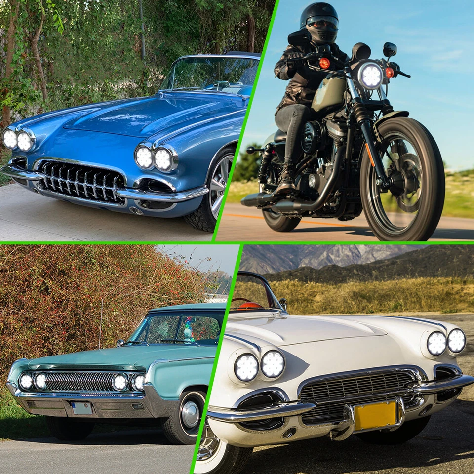 4PCS 5 3/4" 5.75" LED Headlights Round Hi/Lo For Buick Riviera LeSabre Skylark - Image 4 of 4