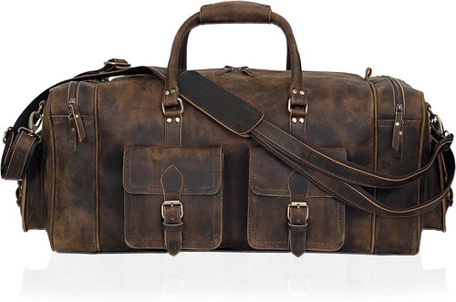 Large Duffel Bags for Men Holdall Leather Travel Bag Overnight Gym Sports Weeken - Picture 2 of 8