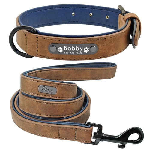 Leder-Hundehalsband-Leine, personalisiertes Halsbänder und Leine-Set - Bild 26 von 27
