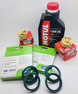 SKF Fork Oil, Dust Seals & Bushes 48mm KYB Kayaba Refurb Kit Moto x Motul 7.5w