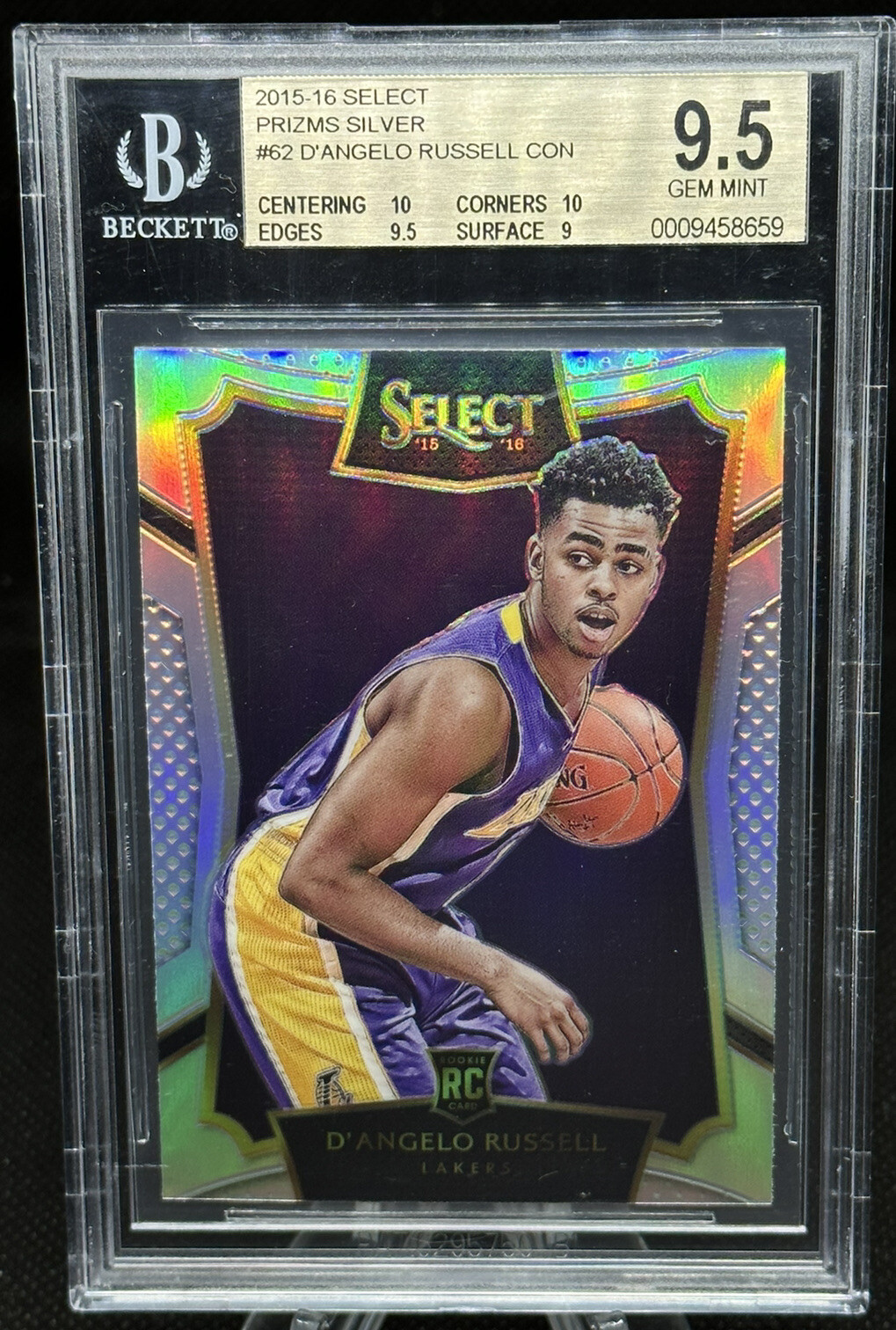 🔥2015–16 Panini Select D’Angelo Russell #62 Silver Prizm RC BGS 9.5🔥