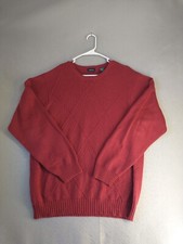 Izod Mens Sweater Large Red Long Sleeve Argyle Crew Neck Heavy Knit Pullover