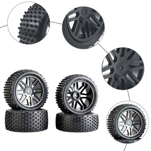 4pcs RC 1/10 Racing Tires Wheels 12mm Hex For Tamiya Kyosho HPI HSP Off Road Car - Picture 5 of 16