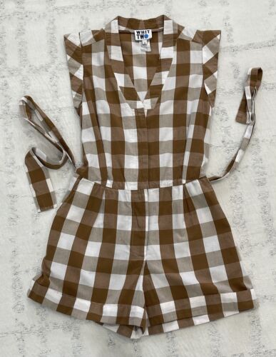 ANTHROPOLOGIE WHIT TWO Brown White Gingham Cotton 