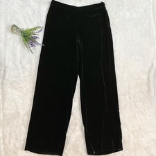 Giorgio Armani Black Ribbed Velvet Dress Pants Size 42 Wide Leg Classic