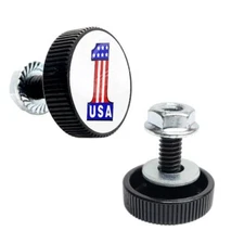 2 Custom Black USA #1 WT License Plate Frame Bolts Motorcycle Tag Fastener