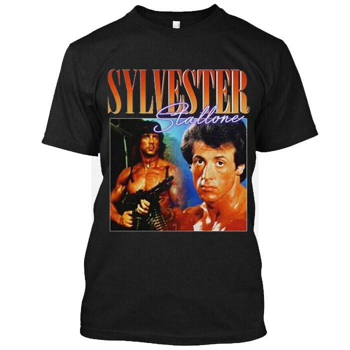 NWT CUSTOM Sylvester Stallone T SHIRT FOR MEN WOMEN BLACK SIZE S 5XL