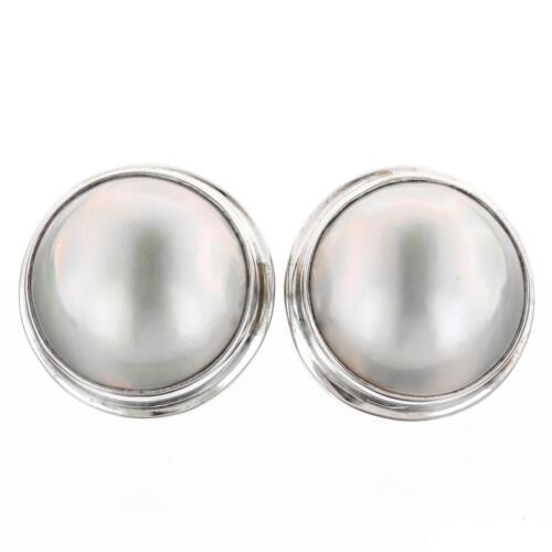 "Pendientes con clip de media perla de ley Mabe de plata 925 del Océano Pacífico blanco, 11/16" - Imagen 2 de 3