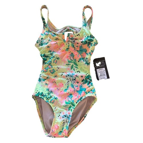 Art Class Girls One Piece Swim Suit Cut Out Size S 6/7 Tropical Multi Colors - Picture 4 of 9