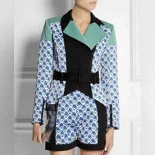 Peter Pilotto X Target Womens multicolor Zip peplum jacket belted colorblock S