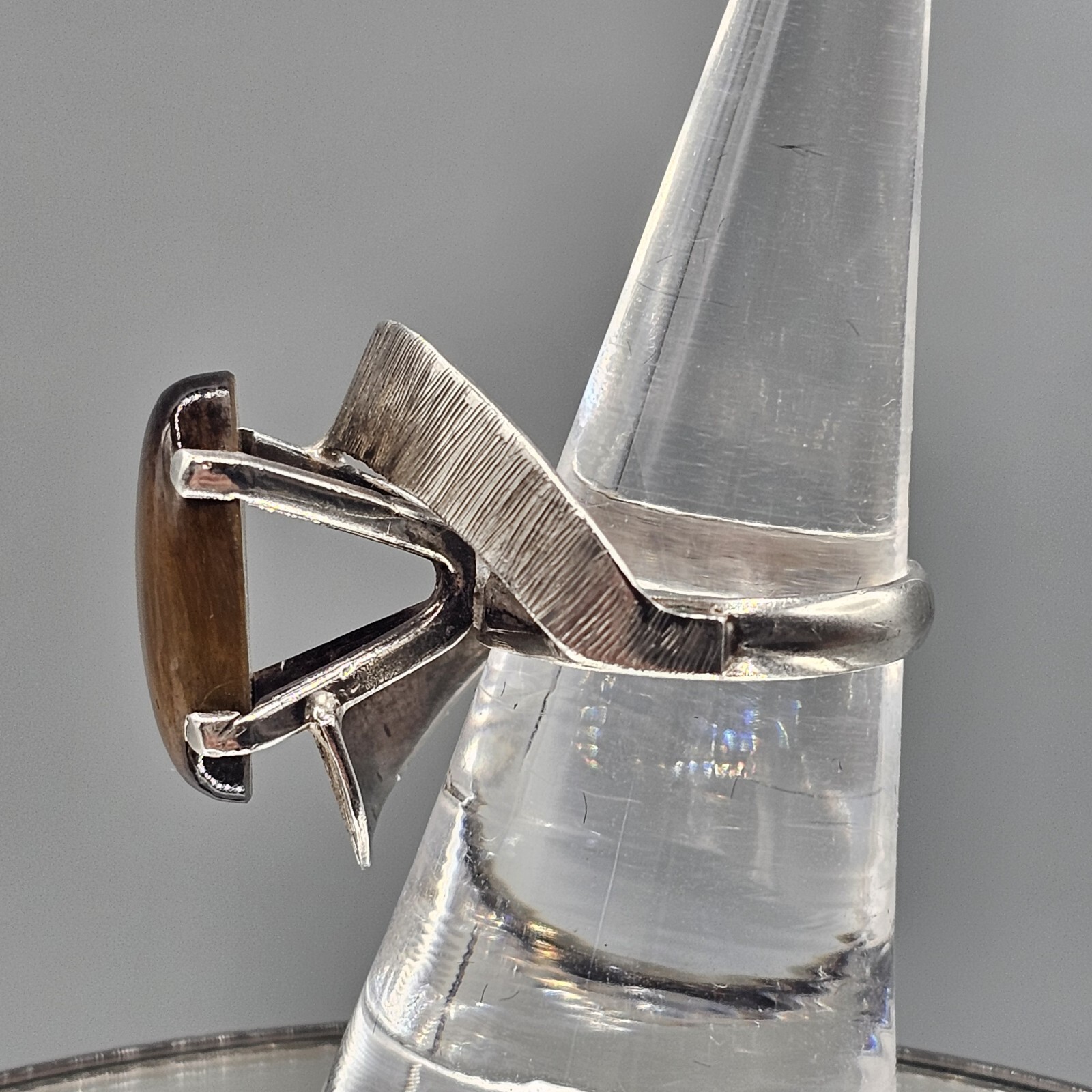 Sterling Silver Tigers Eye Ring Dramatic High Mou… - image 4