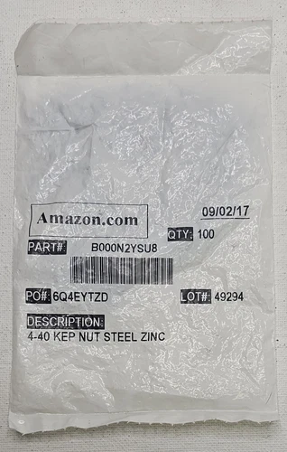 #4-40 KEP HEX NUT STEEL ZINC PACK OF 100 - B000N2YSUB