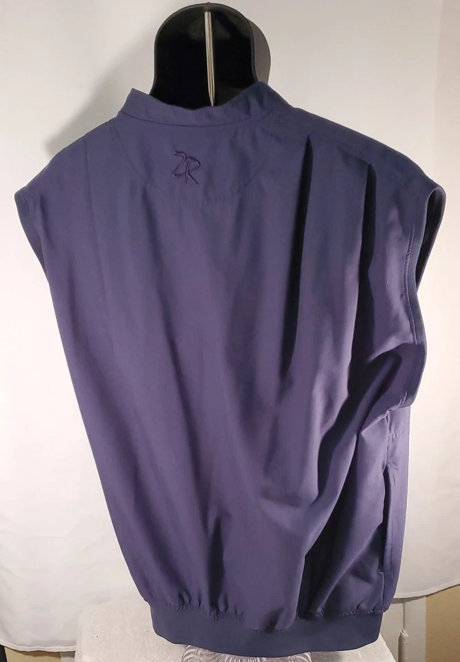 Zero Golf Vest Mens Sleeveless Button Down Embroidered Logo Large Navy Blue - Image 3 of 4