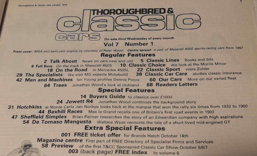 Thoroughbred & Classic Cars Oct 1979: Maserati 450S,Hotchkiss,De Tomaso Mangusta - Imagen 2 de 2