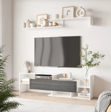 Modern TV Stand Entertainment Centre Unit Rustic Cabinet Media Wall Shelf Door
