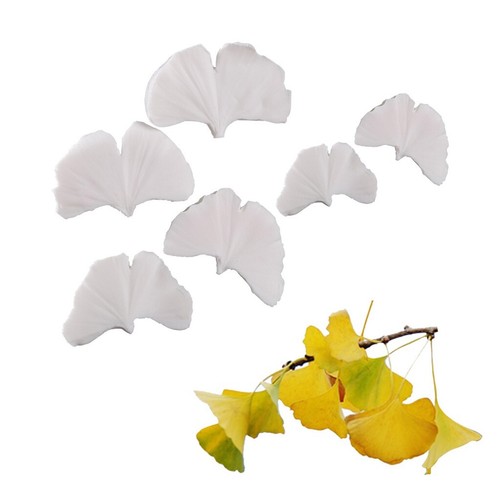 Ginkgo Biloba Kwiat Fondant Forma Płatek Silikonowa Forma Stal nierdzewna Cutter Set - Zdjęcie 1 z 12